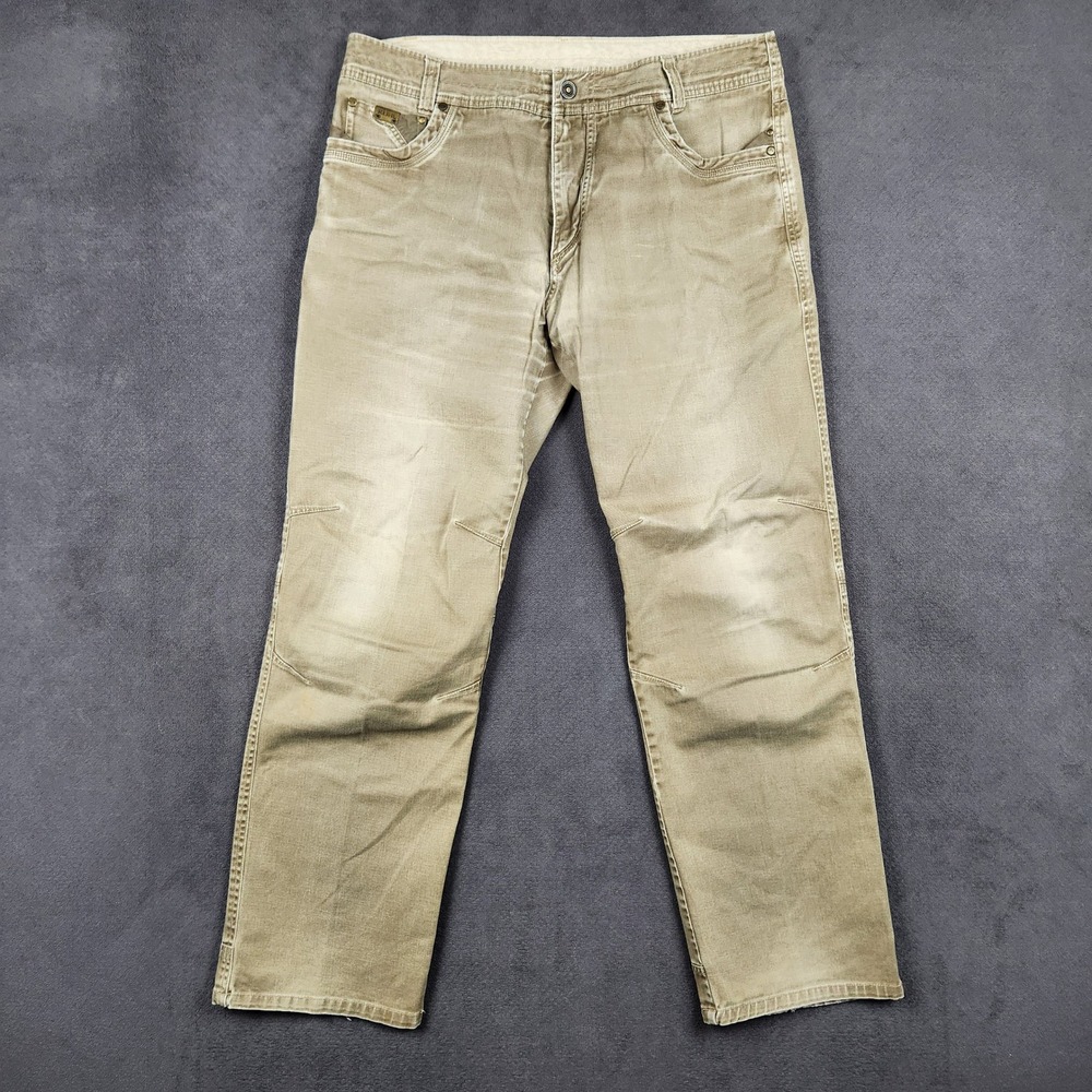 KUHL Easy Rydr Pants Mens 36x32 Khaki Brown Articulated Knee Workwear Outdoor